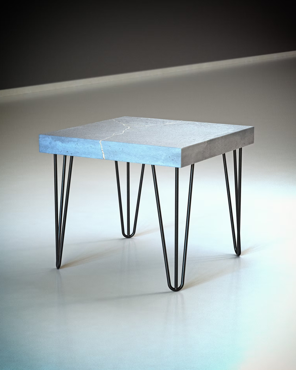 Table Basse "Kintsugi" en Béton Artisanal