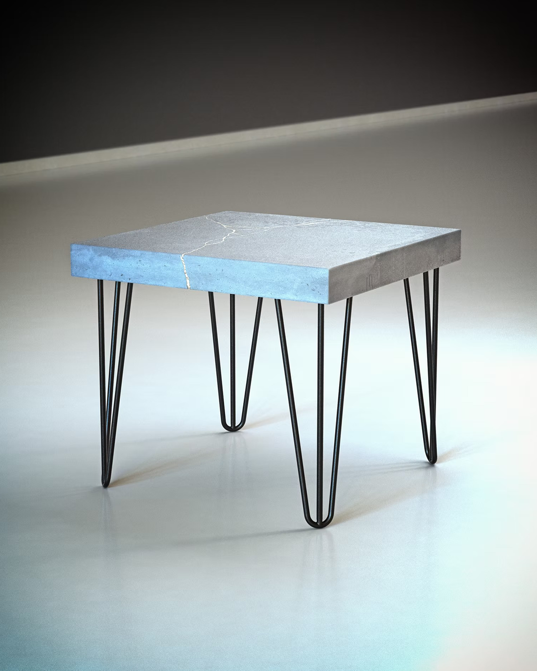 Table Basse "Kintsugi" en Béton Artisanal