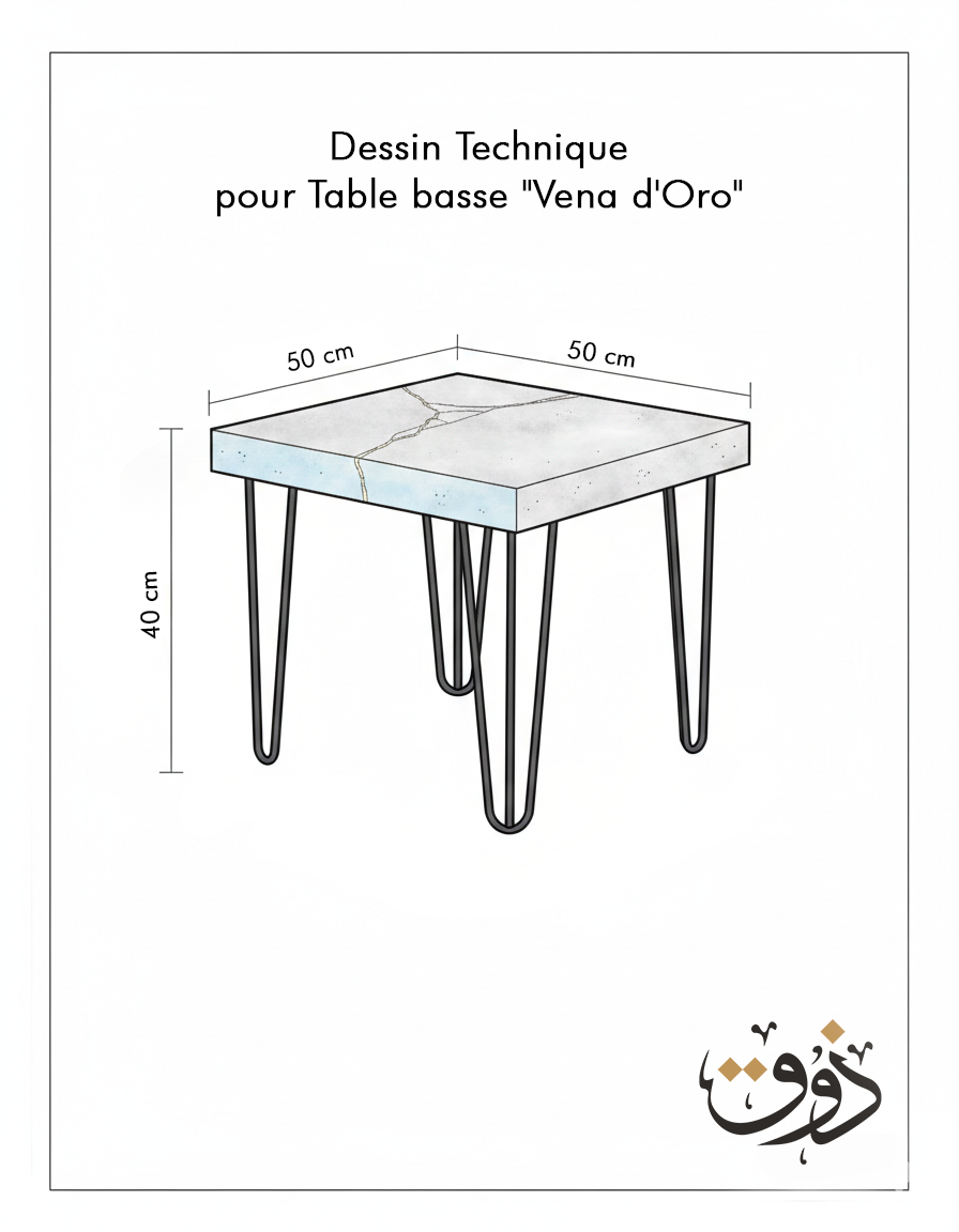 Table Basse "Kintsugi" en Béton Artisanal